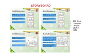 • STT Shot
• Duration
• Images
• Sound
• Note
STORYBOARD
 