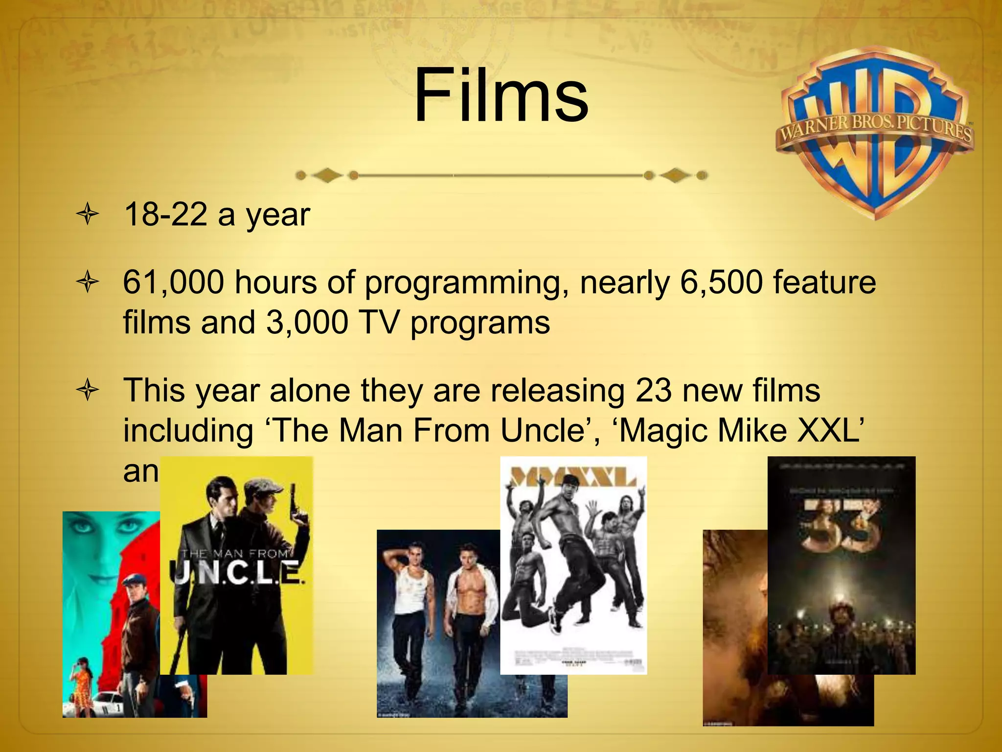 Warner bros | PPTX | Movies | Entertainment