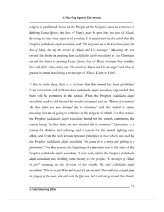 Warning againt extremism