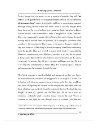 Warning againt extremism