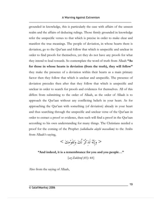 Warning againt extremism