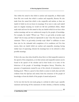 Warning againt extremism