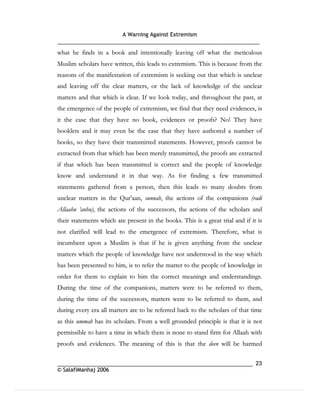 Warning againt extremism