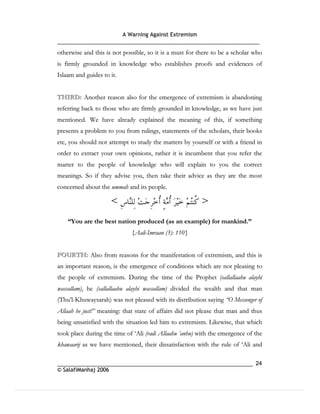 Warning againt extremism