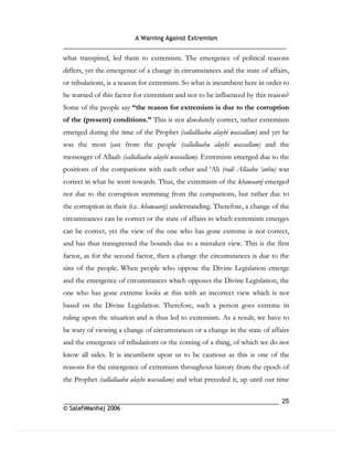 Warning againt extremism