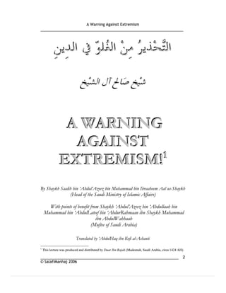 Warning againt extremism