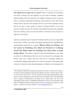 Warning againt extremism