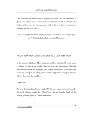 Warning againt extremism