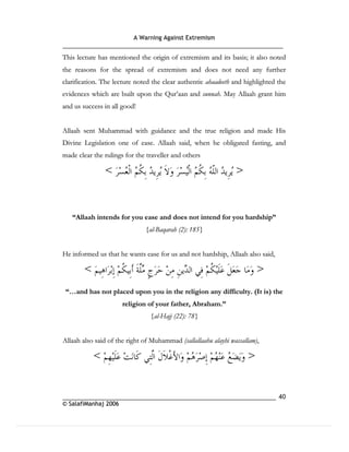 Warning againt extremism