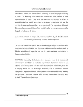 Warning againt extremism