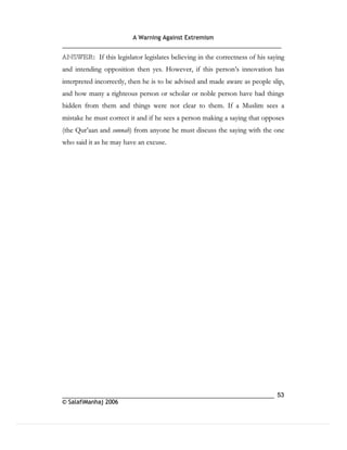 Warning againt extremism