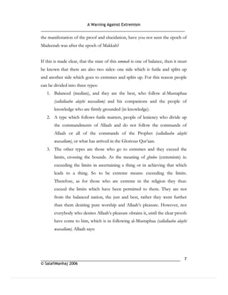 Warning againt extremism