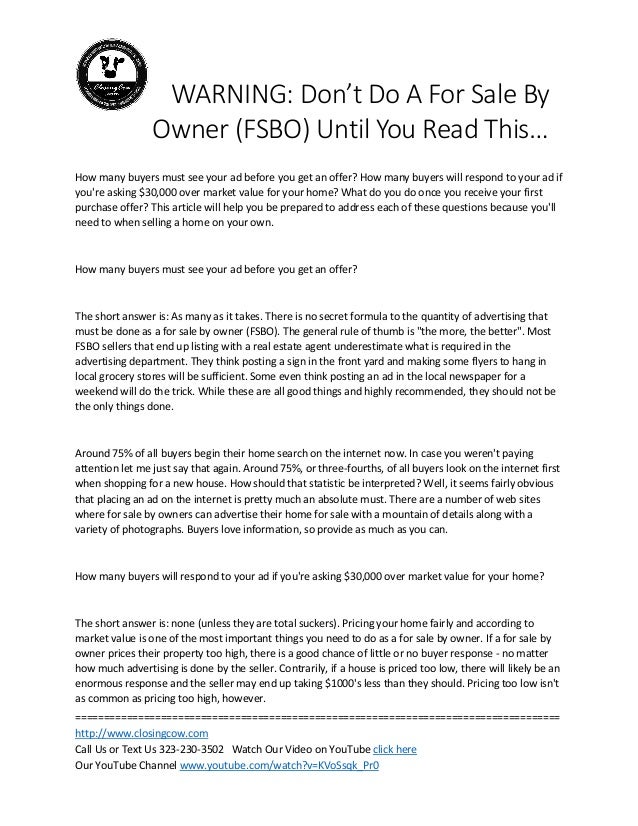 warning dont do a for sale by owner fsbo until you read this how to do a for sale by owner