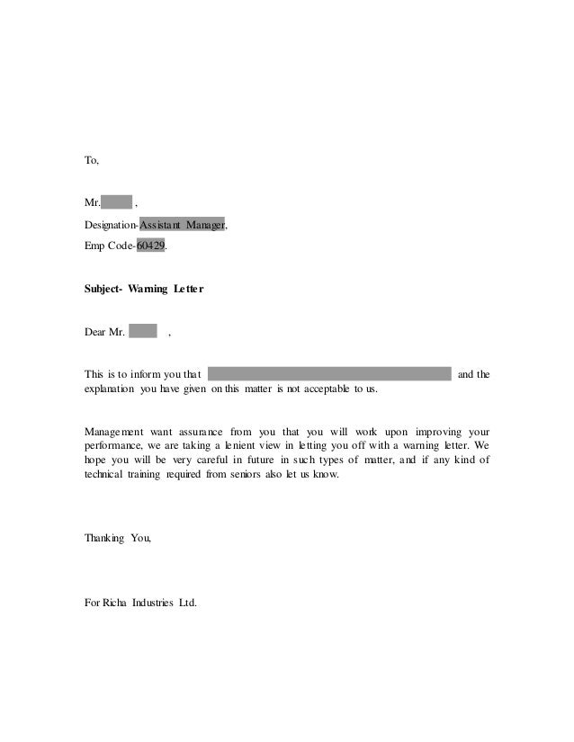 warning letter introduction letter to a client
