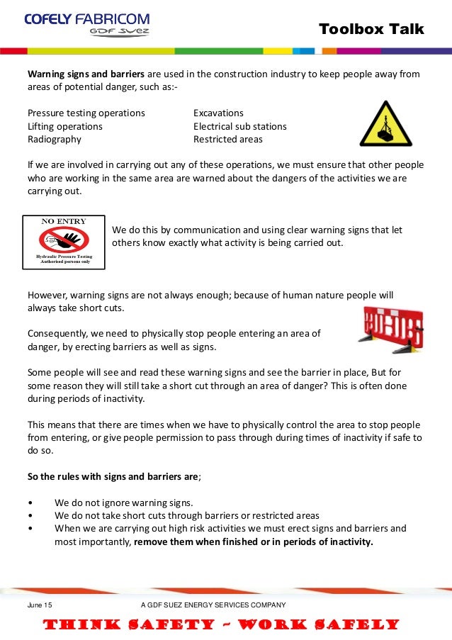 warning signs barriers tbt