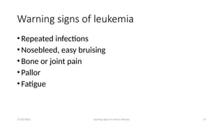 Image showcasing warning signs and symptoms of common ailments which causes disturbance ...