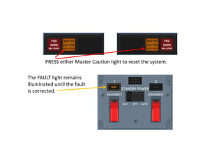 PRESS either Master Caution light to reset the system.

The FAULT light remains
illuminated until the fault
is corrected.
 