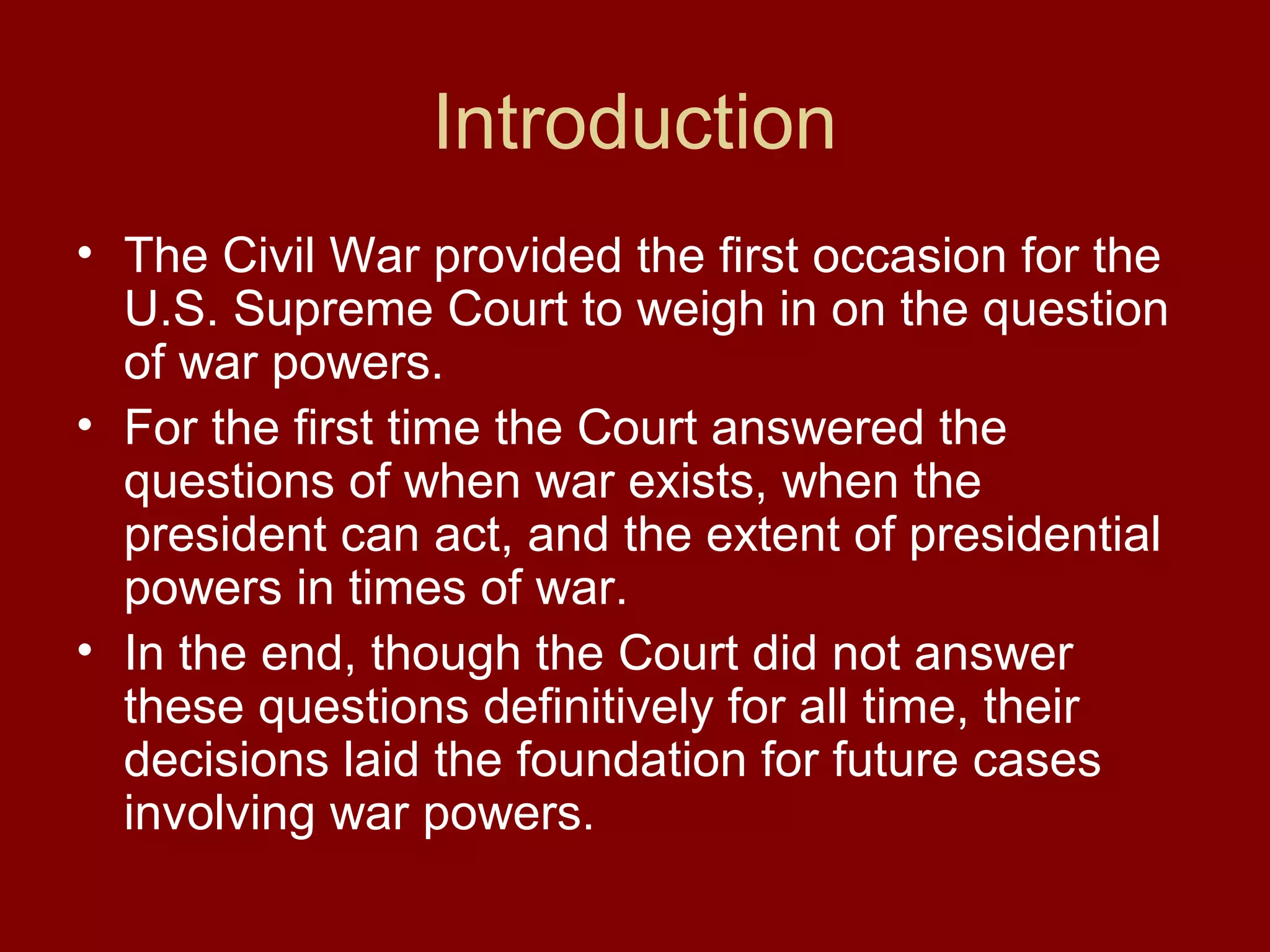 War Powers in Action: The American Civil War | PPT
