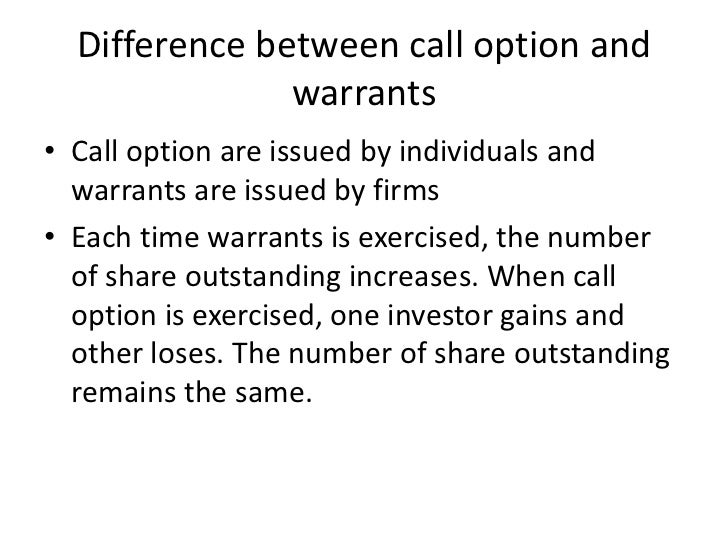 Difference between stock options and warrants