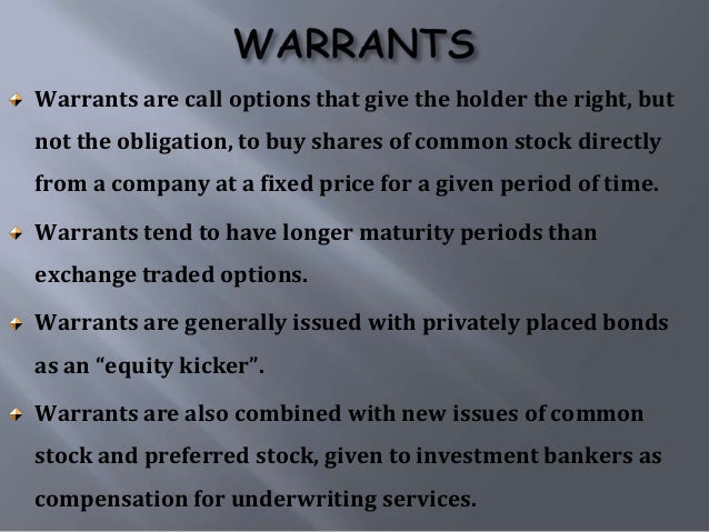 Stock options rights and warrants are different from convertible securities in that they