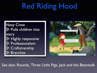 Red Riding Hood
See also: Rounds, Three Little Pigs, Jack and the Beanstalk
 