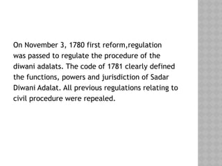 Warren hasting judicial plan in indian constitution for 1st year of law ...