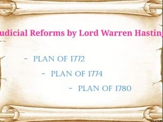 Judicial Reforms in India by Lord Warren Hastings: Plans of 1772, 1774 ...