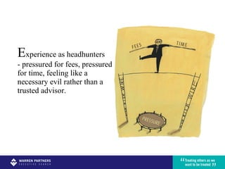E xperience as headhunters  - pressured for fees, pressured for time, feeling like a  necessary evil rather than a trusted advisor. 