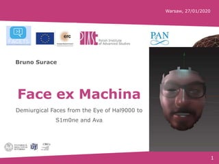 1
Face ex Machina
Demiurgical Faces from the Eye of Hal9000 to
S1m0ne and Ava
Bruno Surace
Warsaw, 27/01/2020
 