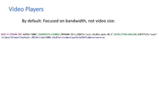 Video Players
By default: Focused on bandwidth, not video size:
 