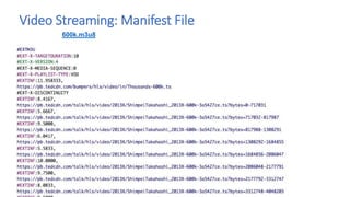 Video Streaming: Manifest File
600k.m3u8
 