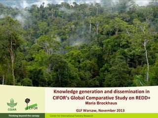 Knowledge generation and dissemination in
CIFOR’s Global Comparative Study on REDD+
Maria Brockhaus
GLF Warsaw, November 2013

 