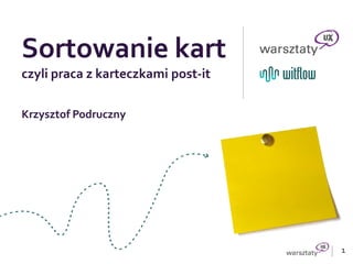 1
Sortowanie kart
czyli praca z karteczkami post-it
Krzysztof Podruczny
 