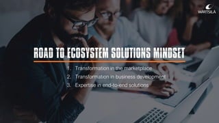 ROAD TO ECOSYSTEM SOLUTIONS MINDSET
1. Transformation in the marketplace
2. Transformation in business development
3. Expertise in end-to-end solutions
 