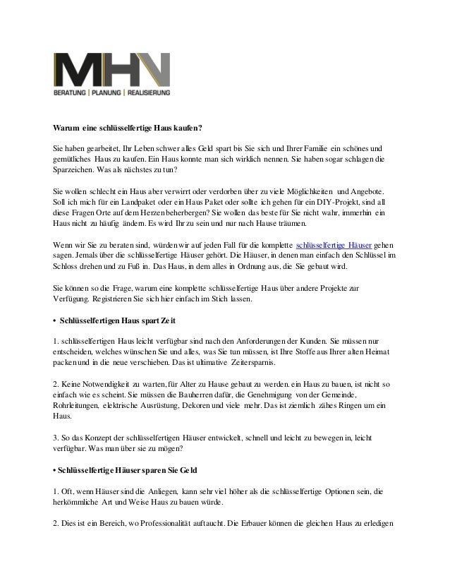 Warum Eine Schlusselfertige Haus Kaufen