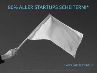 80% ALLER STARTUPS SCHEITERN!* 
http://www.wnd.com/2012/02/bolton-u-s-running-up-the-white-flag-to-taliban/ 
* ABER DAFÜR SCHNELL!  