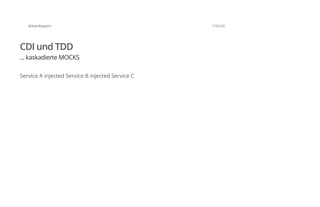 @SvenRuppert 115/122
CDI und TDD
... kaskadierte MOCKS
Service A injected Service B injected Service C
 