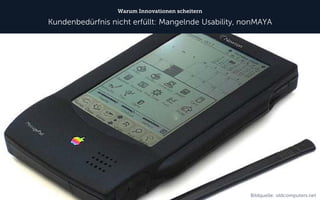 Warum Innovationen scheitern 
Kundenbedürfnis nicht erfüllt: Mangelnde Usability, nonMAYA 
Bildquelle: oldcomputers.net  