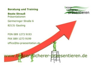   www.besser-sicherer-praesentieren.de Beratung und Training Beate Strauß   Präsentationen Germeringer Straße 6  82131 Gau...