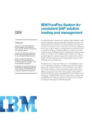 IBM PureFlex System for consistent SAP solution hosting and management