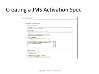 Creating a JMS Activation Spec

Copyright © Oded Nissan 2009

 