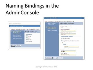 Naming Bindings in the
AdminConsole

Copyright © Oded Nissan 2009

 