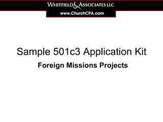 Sample 501c3 Application Kit Foreign Missions Projects 