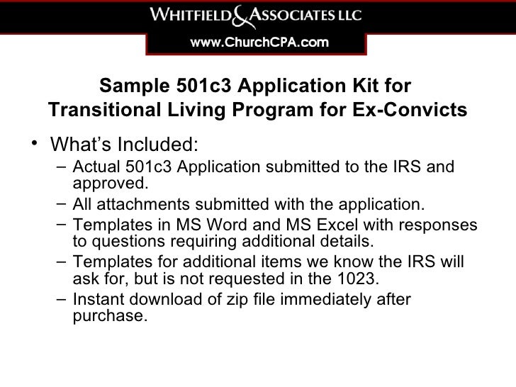 Sample 501c3 Application Kit Transitional Living Program For Ex Offe Sample 501c3 application kit transitional living program for ex offe