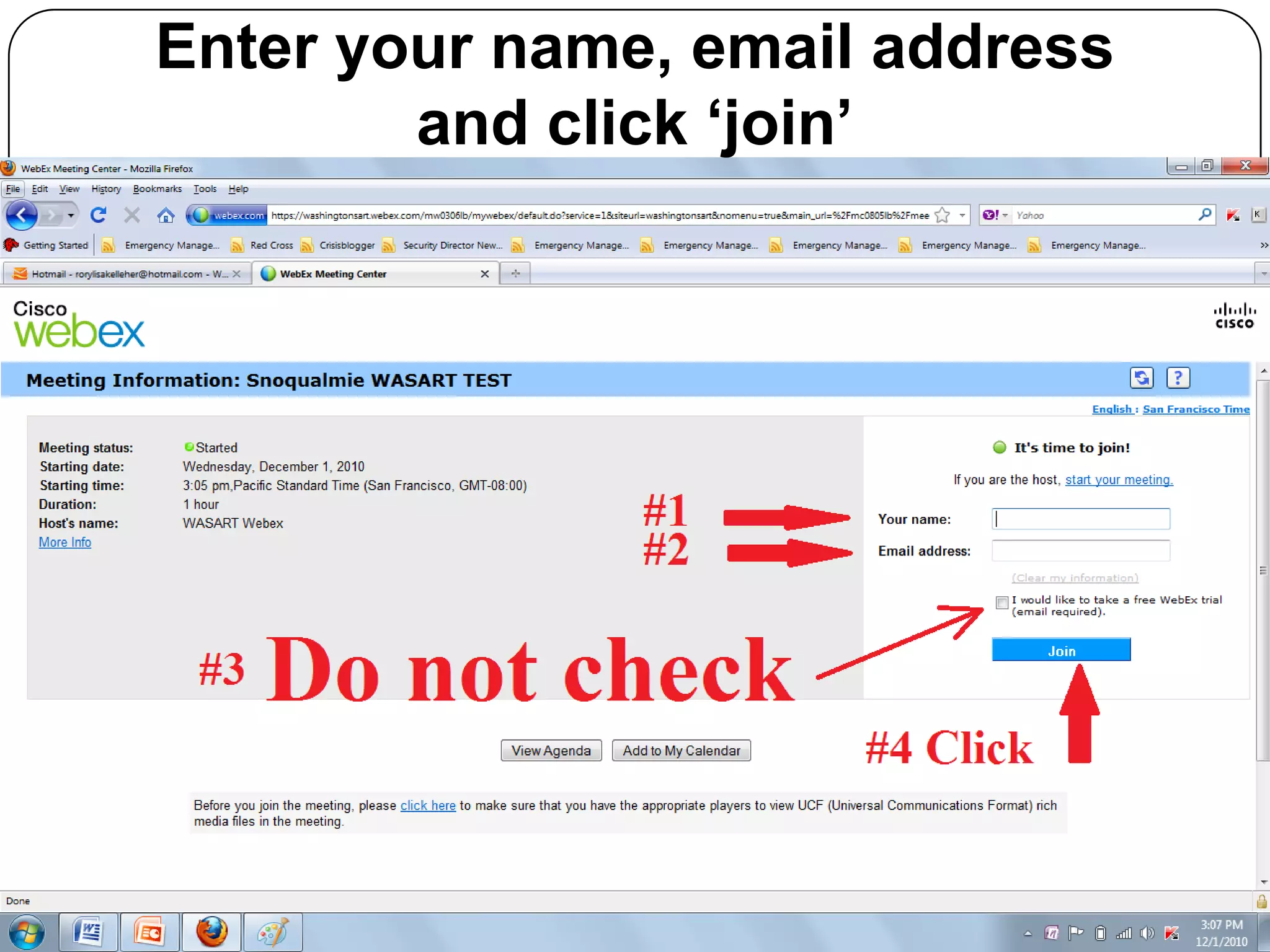 Enter your name, email address and click ‘join’