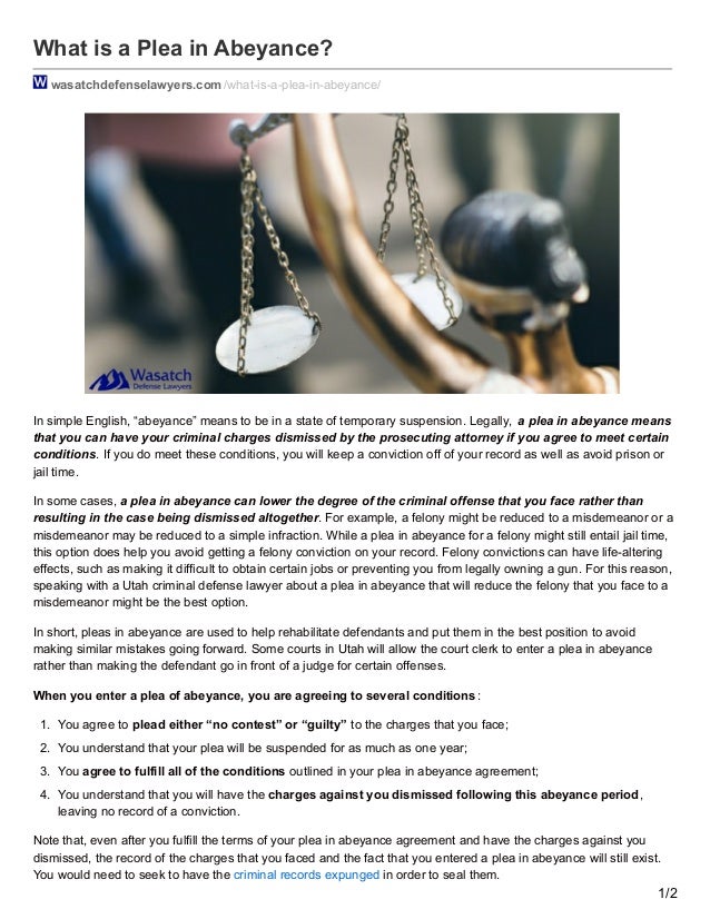 What Is A Plea In Abeyance