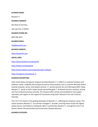 Wasatch I.T | PDF