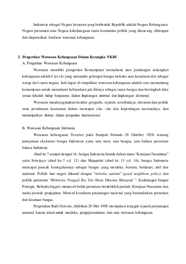 Wawasan Kebangsaan Dalam Kerangka Nkri