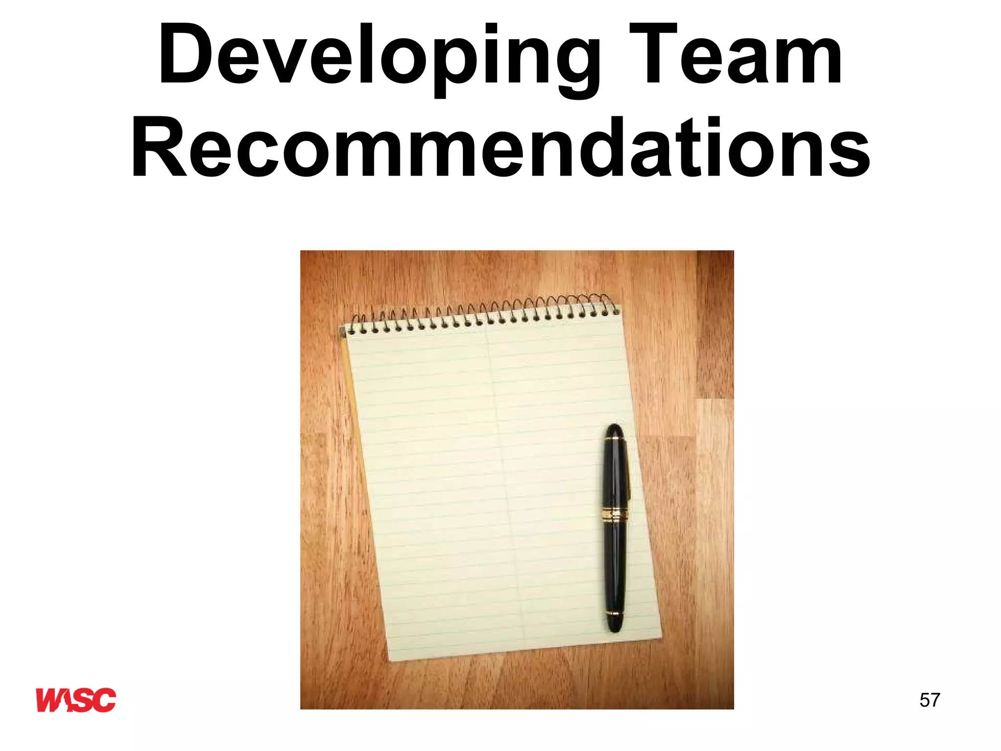 Developing Team Recommendations 