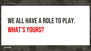 We all have a role to play.
What’s yours?
13
The role of social in covid-19
WE ARE SOCIAL
 